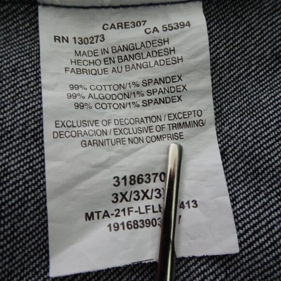 Lee Denim Jean Jacket Women's Plus Size 3X Blue Western Chore Coat Pockets - Picture 10 of 11